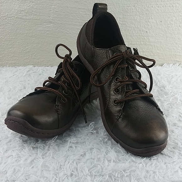 BORN Handcrafted Brown Metallic Leather Lace Up Round Toe Low Top Sneaker Shoe - Picture 15 of 15
